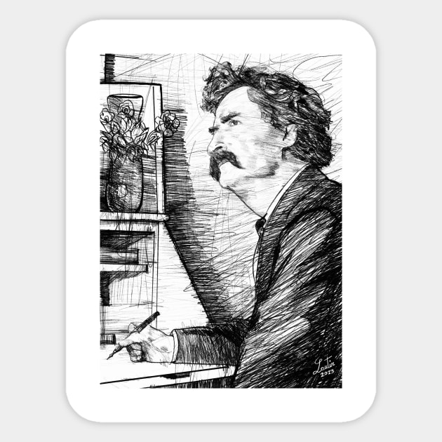 MARK TWAIN pencil portrait .1 Sticker by lautir